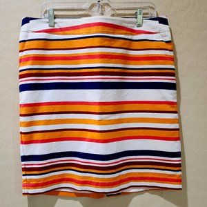 Women's Colorful Stripe Side Pockets Fully Lined Size 16 Skirt Nautical Summer